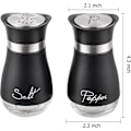 Miniatyrbillede 1 af 3: Salt- og pebersæt, flaske og glas i rustfrit stål, 2 stk., sort
