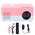 Miniatyrbillede 1 af 8: Mini bærbar projektor LED hjemmebiograf videomedieafspiller projektor med stativ 100‑240V hvid pink EU-stik