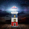 Miniatyrbild 2 av 5: Solcellsdriven Fyr Trädgårdsfyr Solcell LED-belysning Roterande Dekorativ Landskapslampa
