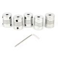 Miniatyrbilde 1 av 8: 5 stk fleksible akselkoblinger for 3D-skriver trinnmotor aluminiumslegering kobling 5 x 8 mm