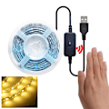 Miniatyrbilde 1 av 8: Bevegelsessensor Lyslist 9,8ft Varm Hvit Fleksibel Skaplys 5V USB LED-list Nattlys for Trappe Under Skap Kjøkken