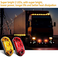 Miniatyrbillede 5 af 5: 20 Stk. 2,5 Tommer 2 Diode Trailer Markeringslys Vandtæt LED Trailer Sidemarkeringslys Oval Trailer Kørelys til Lastbil RV Udvendig Markeringslys