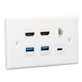 Pikkukuva 5 / 8: 6-porttinen seinälevy 2xHD-multimedialiitäntä 2xUSB3.0 1xType C 1xCat6 Ethernet-seinälevy TV-projektoritietokoneelle