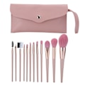 Miniatyrbillede 2 af 8: 12-delt makeupbørste sæt blush pudder foundation concealer børster med opbevaringspose