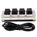 Miniatyrbild 1 av 8: Röd Switch Makro Tangentbord Plug and Play Ergonomiska anpassade rattar USB minitangentbord för stationär PC 4 tangenter