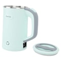 Miniatyrbilde 3 av 8: Elektrisk Tekanne Automatisk Avslutning Tørrkokingsbeskyttelse Rustfritt Stål Vannkoker Kjele for Reise 800ml Lys Grønn EU Plugg 220V 50HZ