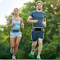 Miniatyrbillede 3 af 5: Løbebælte Taske Reflekterende Løbebælte til Vandring Fitness Cykling Træning Gym Rejser Jogging Lommebælte (Sort)