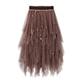Miniatyrbilde 4 av 5: Elastisk midje Mesh Tulle A-linje Midi Skjørt for Kvinner