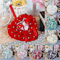 Miniatyrbilde 2 av 5: Rose Blomst Rhinestone Hjerteformet Sateng Sløyfeknute Ringbokspute Bryllupsgave-zzy