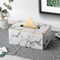 Miniatyrbild 5 av 5: (Grått marmormönster) Rektangulär servettboxhållare i PU-läder, servettdispenser i läder för hemmet, badrummet, vardagsrummet