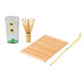 Pikkukuva 1 / 8: Bambu Matcha Tee Set Exquisiter Bambus Matcha Schaufel Rührbesen und Umwickelte Kantenmatte Set für Giting White