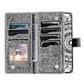 Miniatyrbild 2 av 5: För Samsung Galaxy A54 5G PU Läder Mandala Blomma Präglat Handväska Blixtlåsficka Fodral Ställ Flera Kortplatser Flipskydd med Rem-B6 Grå