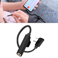 Miniatyrbild 5 av 8: Typ C till 3,5 mm hörlursadapterkabel Laddning Lyssna 2 i 1 Typ C telefonadaptrar för Huawei Svart
