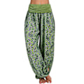 Miniatyrbillede 1 af 4: Dame Grøn Trykt Aladdin Gypsy Hippie Baggy Harem Yoga Bukser - Plus Størrelse 4XL