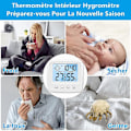 Miniatyrbilde 4 av 5: Innendørs Termometer Hygrometer, Fuktighetssensor Innendørs Værstasjon, Smart Bakgrunnsbelysning, Klokke, Dato, / Bryter, Hjem Termometer Hygrometer Kontor