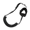 Miniatyrbillede 6 af 8: Surfboard Leash Høj Elasticitet TPU Sort Justerbar Spiral Surfing Benrem til Paddleboards Longboards 7ft/2.13m