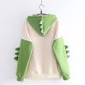 Miniatyrbillede 3 af 4: Sød Dinosaur Hættetrøje til Kvinder og Teenagere - Langærmet Hoodie til Efterår og Forår XL Sort