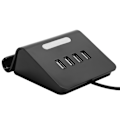 Miniatyrbild 3 av 8: 4-portars USB-hubb splitter strömadapter med telefonhållare för Android/IOS mobiltelefon bärbar dator svart