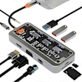Miniatyrbild 2 av 5: 10 i 1 USB C Hub Adapter, USB C Dockingstation för bärbara datorer, kompatibel med dubbla skärmar, USB3.0 2.0-portar, 100W PD