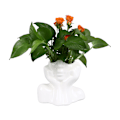 Miniatyrbillede 8 af 8: Menneskeligt ansigt kunst keramisk vase udsøgt stabil hovedformet statue kunst vase til hjem bryllup kontor dekoration hvid