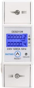 220V Electricity Meter Consumption, Energy 50Hz Digital LCD Single Phase Electricity Meter Wattmeter DIN Rail with Backlight Measures Electricity Consumption