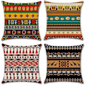 Miniatyrbild 1 av 5: 4-pack etnisk stil bomull linne dekorativa kuddfodral för soffa, sovrum, hem - 45 x 45 cm