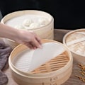 Miniatyrbilde 5 av 5: Gjenbrukbar bambusdamppute - Non-stick matte for dampskurver, dumplings, dim sum (sett med 10)