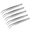 Miniatyrbilde 4 av 8: 5 stk buede sytweezer i rustfritt stål med fin spiss, glatte overflater, lette symaskintilbehør