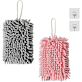 Miniatyrbillede 1 af 5: Hængende Håndklæder - Bløde og Fluffy Mikrofiber Håndklæder - Super Absorberende med Hængende Løkke til Køkken og Badeværelse_SZXM