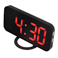 Miniatyrbild 5 av 8: Digital spegelklocka dimbar dubbel USB-laddningsport LED elektronisk väckarklocka med snooze-funktion för sovrumskontor svart kropp röd typsnitt