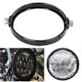 Miniatyrbillede 3 af 4: Universal Sort 5.75 Tommer Aluminium Rund Forlygtehus Forlygte Ring Monteringsbeslag Motorcykler