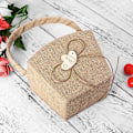 Miniatyrbilde 4 av 5: Rustikk Burlap Blomsterpikekurv med Sløyfe for Bryllupsdekorasjon - Allsidig og Slitesterk