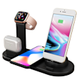Miniatyrbilde 4 av 8: 4 i 1 trådløs lader Rask trådløs ladestativ Brakettstøtte for IPhone 14 for Iwatch for IOS ørepropper svart