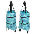 Miniatyrbillede 8 af 8: Sammenklappelig Trolley Taske Foldbar Indkøbspose Lærred Multifunktionel Indkøbspose med Hjul til Ældre Type2