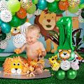 Miniatyrbillede 4 af 5: 2025 Egnet Jungle 1 År Gammel Dreng Fødselsdagsfest Dekorationer, 1 År Gammel Baby Dreng Fødselsdagsfest Dekorationer