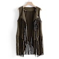 Miniatyrbillede 1 af 4: Suede Etno-Tassel-Kantvest - Dame Efterår Vinter, Grøn