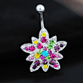 Pikkukuva 2 / 8: Naisten värikäs Lotus Belly Navel Button Q00329 metalliseos vartalokorut