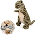 Miniatyrbild 1 av 5: Oförstörbar Dino Pipande Hundleksak för Aggressiva Tuggare - Okrossbar Fylld Plyschleksak kaffe