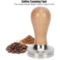Miniatyrbild 2 av 5: 59 mm eller 57,5 mm Espresso Tamper Kaffepress Rostfritt Stål med Trähandtag, Hög Prestanda