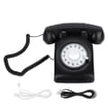 Retro drejelig fastnettelefon 60'er gammeldags klassisk drejeskive kablet fastnettelefon sort