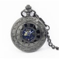 Pikkukuva 1 / 4: Retro-mekaaninen luuranko watch , jossa kaiverrettu kellotaulu ja kultainen liike miehille