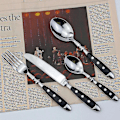 Miniatyrbilde 2 av 4: Elegant Resin Rivets Handle Rustfritt Stål Western Bestikk 4-i-1 Sett - Brun