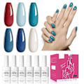Miniatyrbild 6 av 8: Gel nagellack kit 6 färger professionell långvarig ljus färg harts nagellack för alla årstider