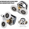 Miniatyrbilde 5 av 5: Dusjdør dobbel rulletrinse 4 stk/sett 23mm hjuldiameter belagt legering fast trinse baderom reservedeler