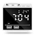 Pikkukuva 2 / 5: 4,2 tuuman herätyskello, Bluetooth-kaiutin, kaksi herätyskelloa, USB-latausportti, Aux- ja TF-kortin toisto, suuri peili LED-näyttö himmennettävällä näytöllä makuuhuoneeseen