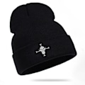 Miniatyrbillede 2 af 5: 1 stk. Vinter Elastisk Varm Blød Hue til Mænd Kvinder Letvægts Stilfuld Omkantet Beanie, Sort