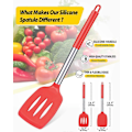 Miniatyrbillede 2 af 5: 2-pak Kraftige Silikone Køkkenspatler, Non-Stick, Varmebestandige, BPA-fri, Ideelle til Fisk, Æg, Pandekager (Rød)