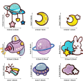 Miniatyrbillede 3 af 5: Lilla Space Planet Rabbit Iron-on Patch Sæt - 21 stk
