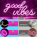 Pikkukuva 2 / 4: Good Vibes Neonkyltti, Neonkyltti Makuuhuoneen Seinäkoristeeksi, Pinkki LED Neonkyltti (16 x 8 tuumaa)