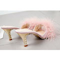 Miniatyrbild 5 av 5: Damtofflor Kitten Heels Fuzzy Tofflor Mules Slide Sandal